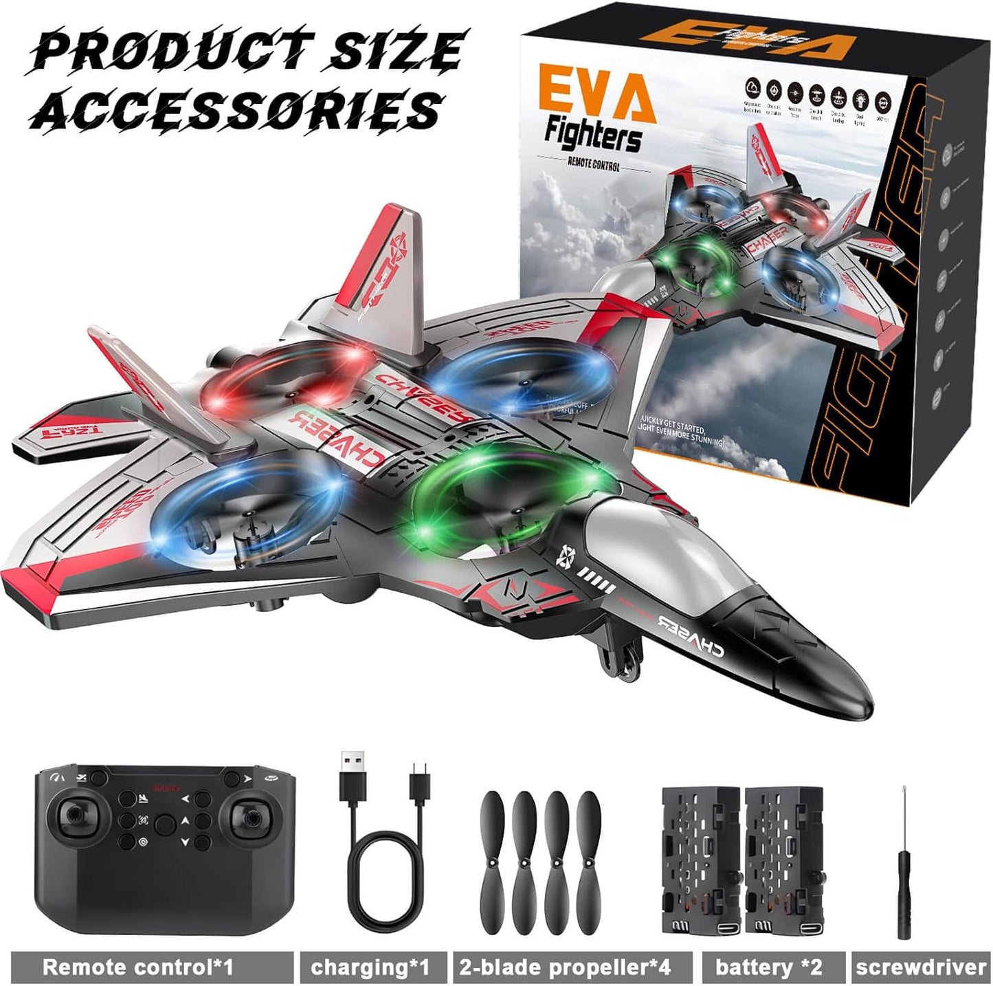 Rechargeable RC Fighter Jet with 360° Spins – Easy Fly for Kids