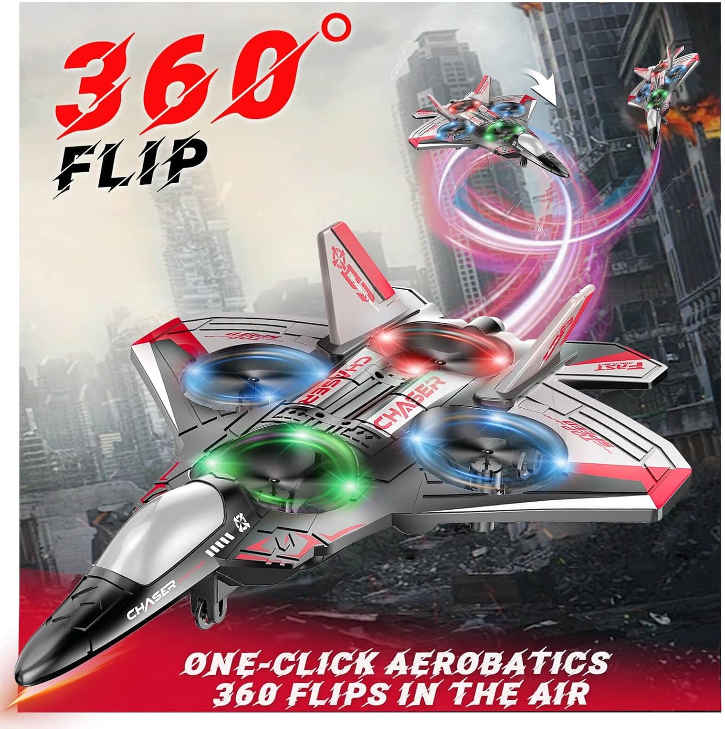 Rechargeable RC Fighter Jet with 360° Spins – Easy Fly for Kids