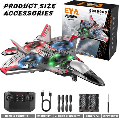 Rechargeable RC Fighter Jet with 360° Spins – Easy Fly for Kids